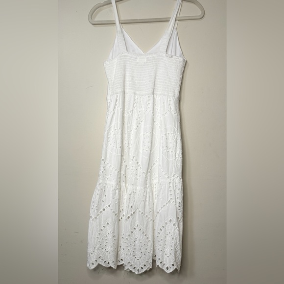 NWOT White Eyelet Tea length dress - Picture 2 of 5